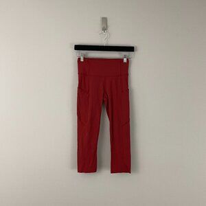 Lululemon Fast and Free Crop II 19" Non-Reflective Magma Leggings Size 4